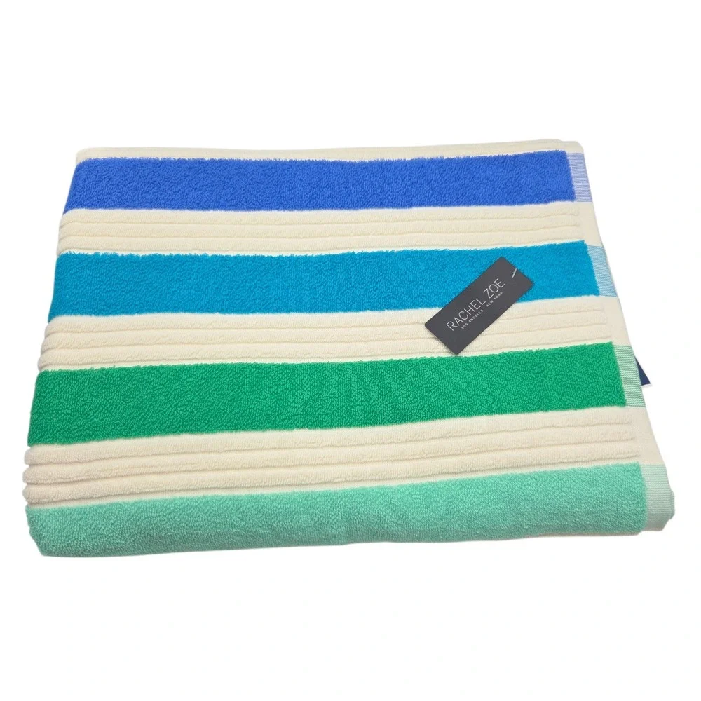 Rachel Zoe Palace Blue Striped‎ Oversized Beach Towel 40x70 Multi Spring Summer